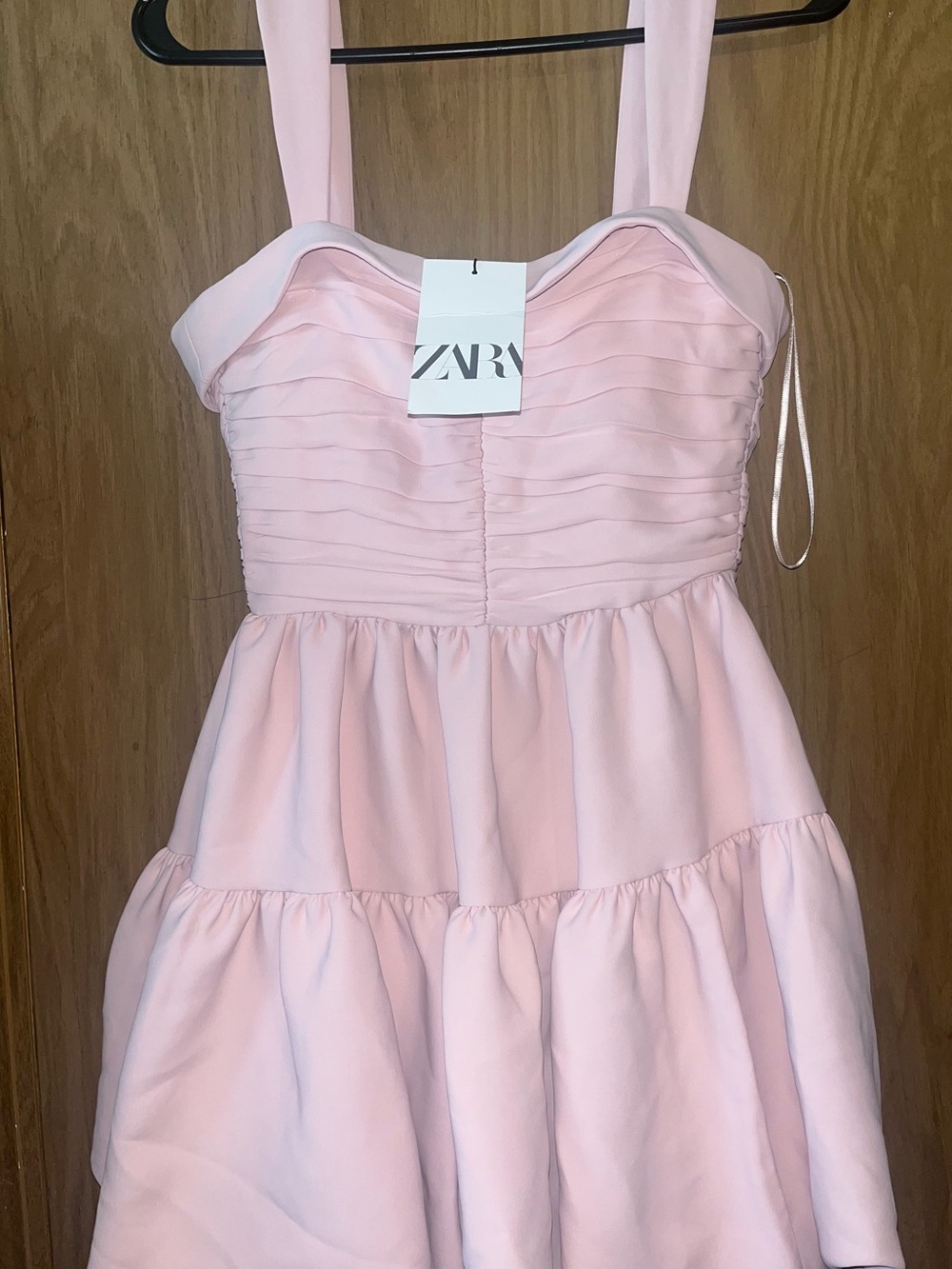 Zara Light Pink Tiered Strappy Party Dress
